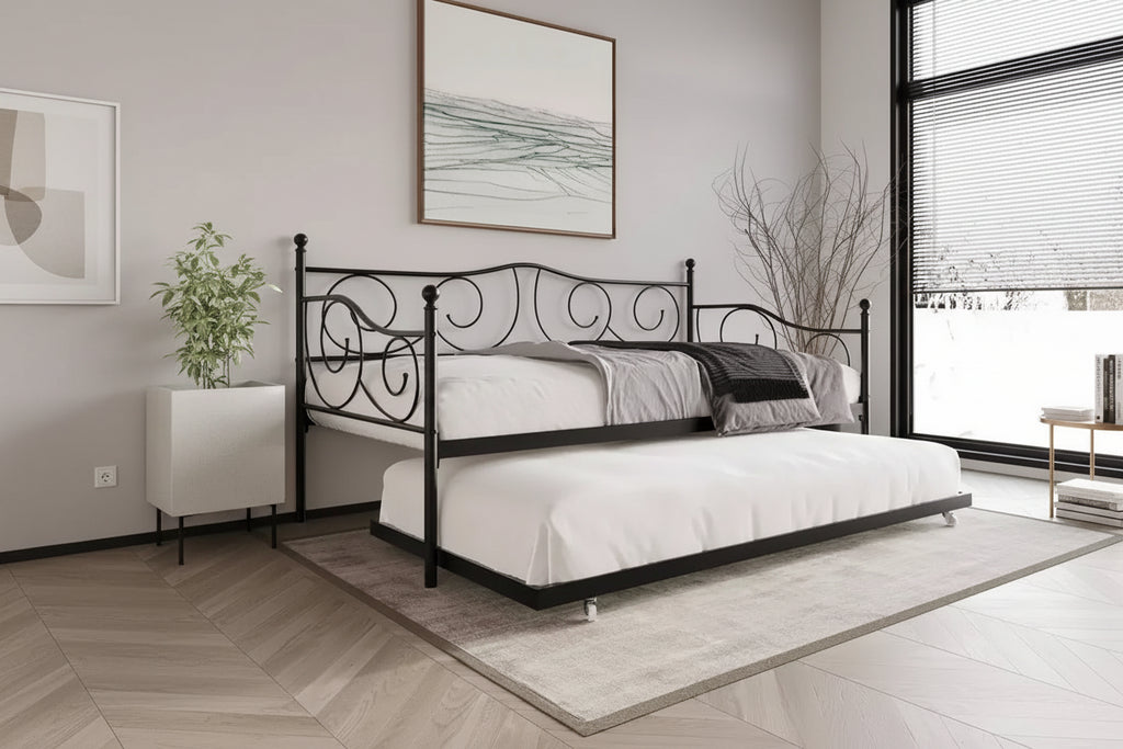 ChaletPosh Metal Daybed With Trundle