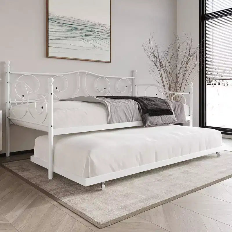 Miroir mural biseauté rond de 24 pouces avec cadre en corne carrelée blanc et beige