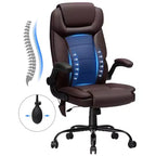 Fauteuil de bureau ergonomique inclinable en cuir avec soutien lombaire gonflable et accoudoir