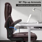 Fauteuil de bureau ergonomique inclinable en cuir avec soutien lombaire gonflable et accoudoir