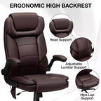 Fauteuil de bureau ergonomique inclinable en cuir avec soutien lombaire gonflable et accoudoir