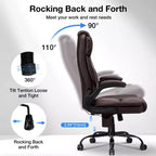 Fauteuil de bureau ergonomique inclinable en cuir avec soutien lombaire gonflable et accoudoir