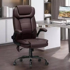 Fauteuil de bureau ergonomique inclinable en cuir avec soutien lombaire gonflable et accoudoir