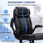 Fauteuil de bureau ergonomique inclinable en cuir avec soutien lombaire gonflable et accoudoir