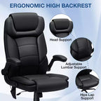 Fauteuil de bureau ergonomique inclinable en cuir avec soutien lombaire gonflable et accoudoir